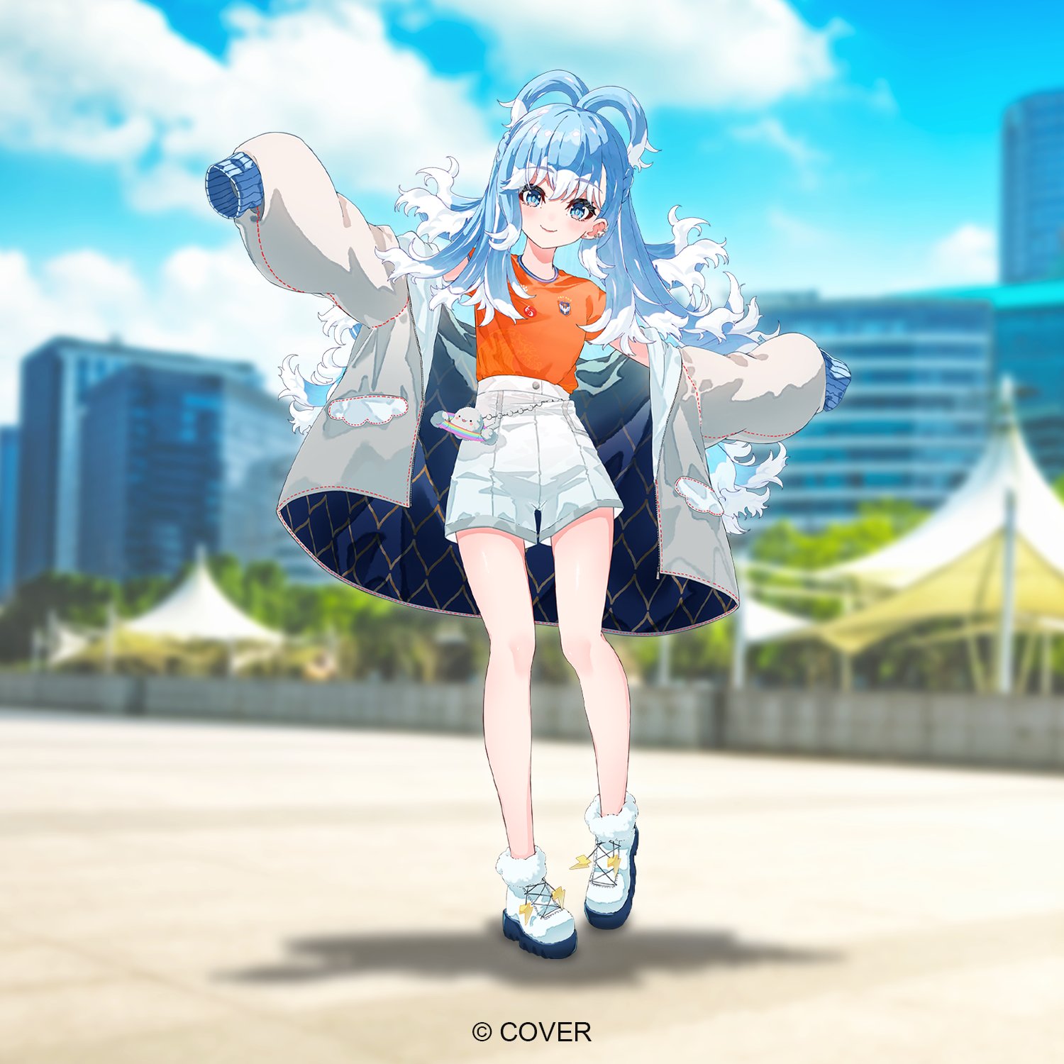 Retrato da VTuber em pose de perfil